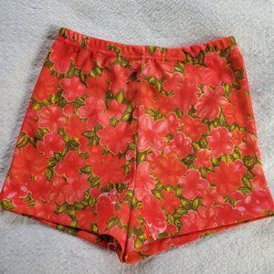 Vtg 1970's Ronnie Togs 100% Polyester Flowered Short Shorts, Sz 14 (Adult XS)